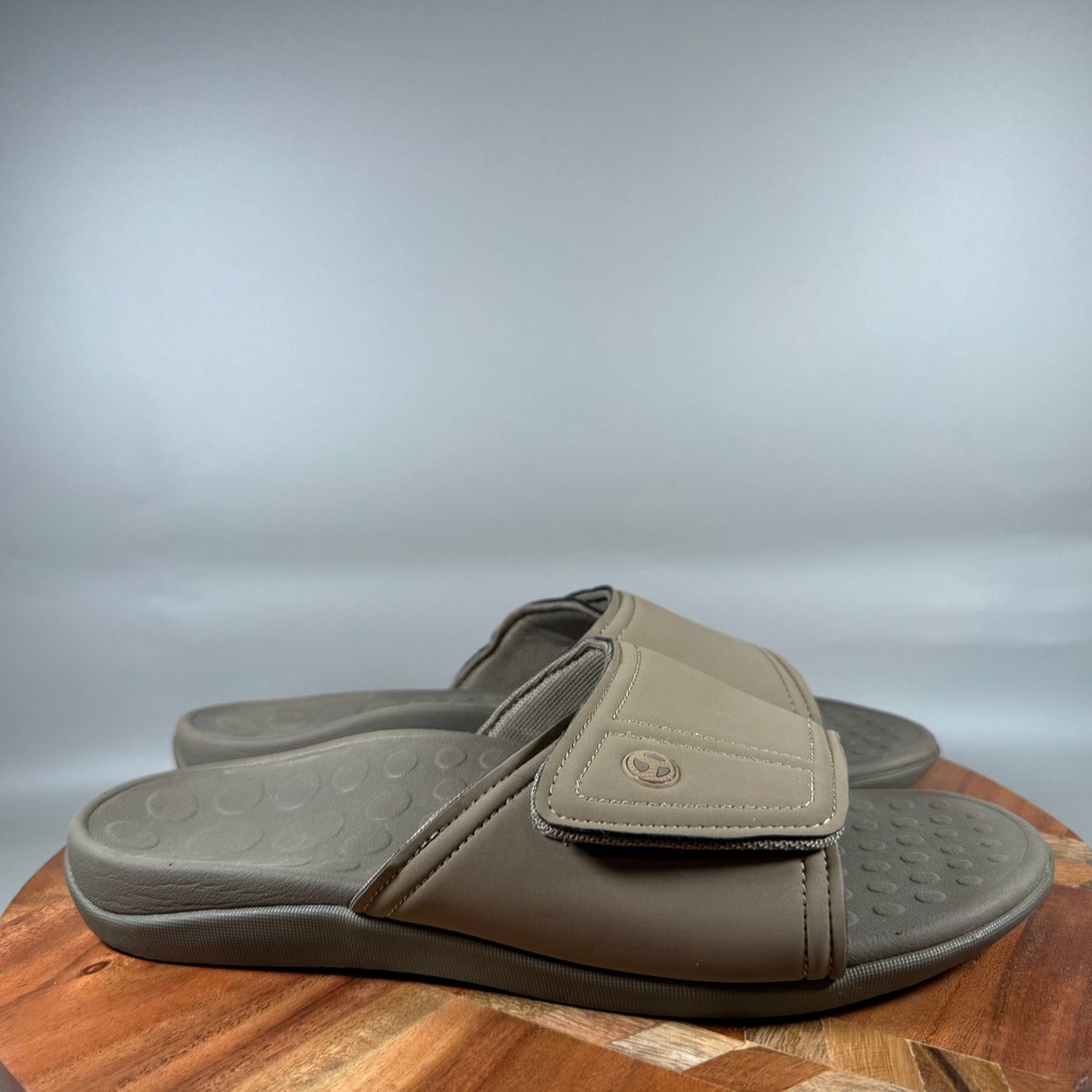 Vionic Kiwi Mens Tan Adjustable Slide Sandals Orthotic Comfort Size 10 M1049